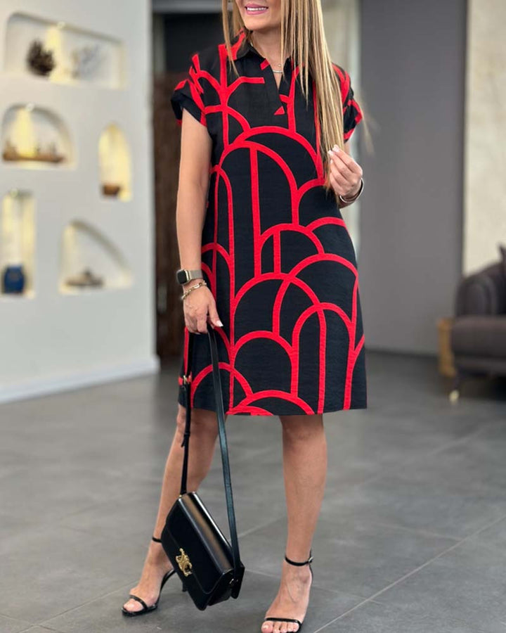 Women's Dress | V-shaped Small Collar Neckline