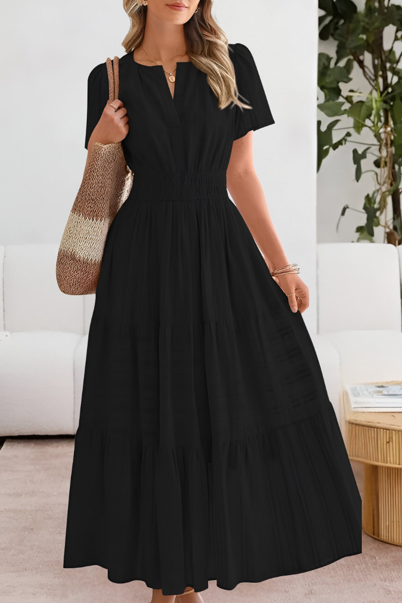 Women’s Summer Dress | Short Sleeve Tiered Midi Maxi