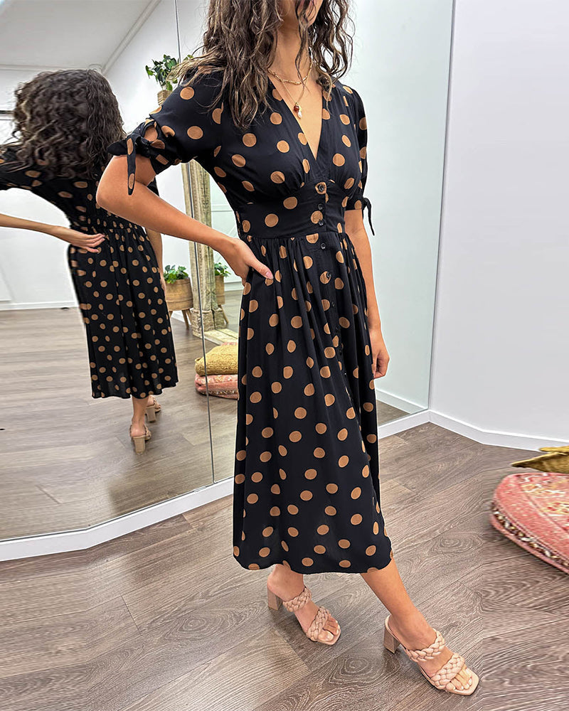 Women's Dress | Midi Polka Dot Print