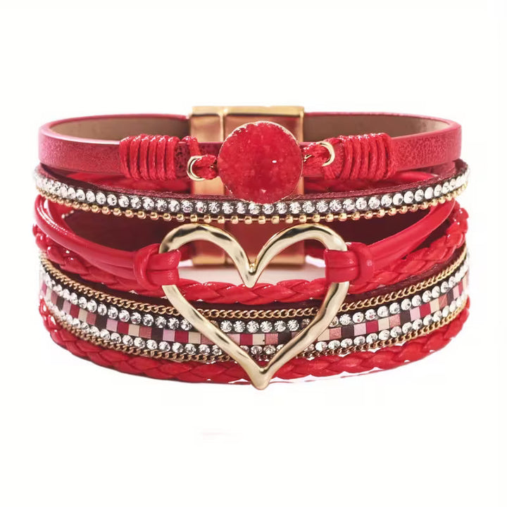 Boho Multi-Layer Gold Heart Bracelet