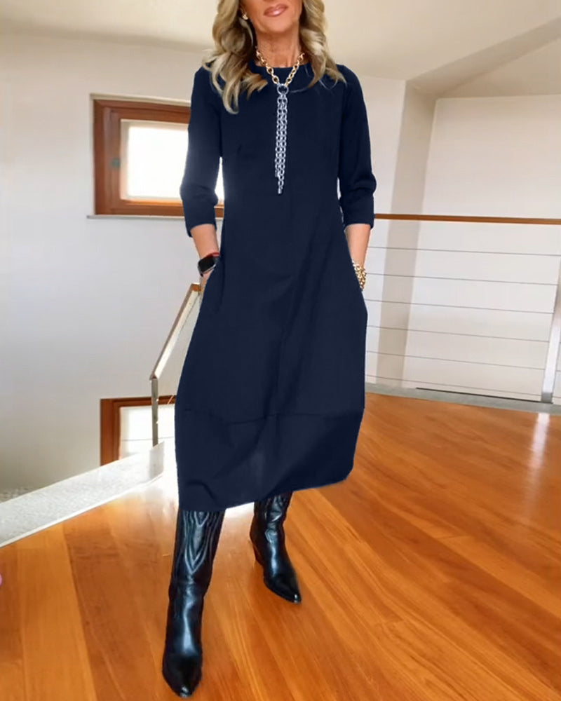 Women's Dress | Round Neck Midi
