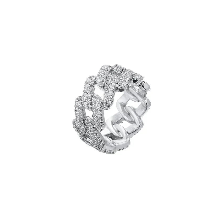 Elegant Gold and Silver Zirconia Inlaid Ring