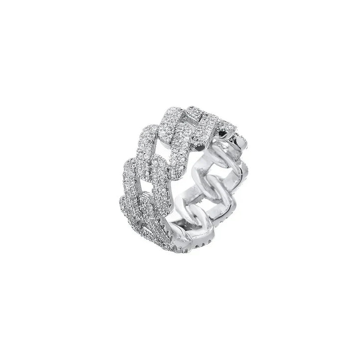 Elegant Gold and Silver Zirconia Inlaid Ring