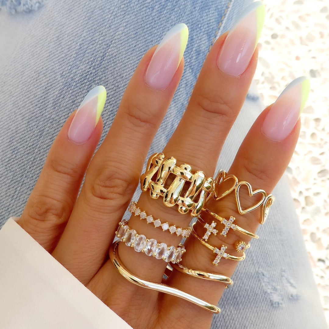 Gold Heart Row Ring