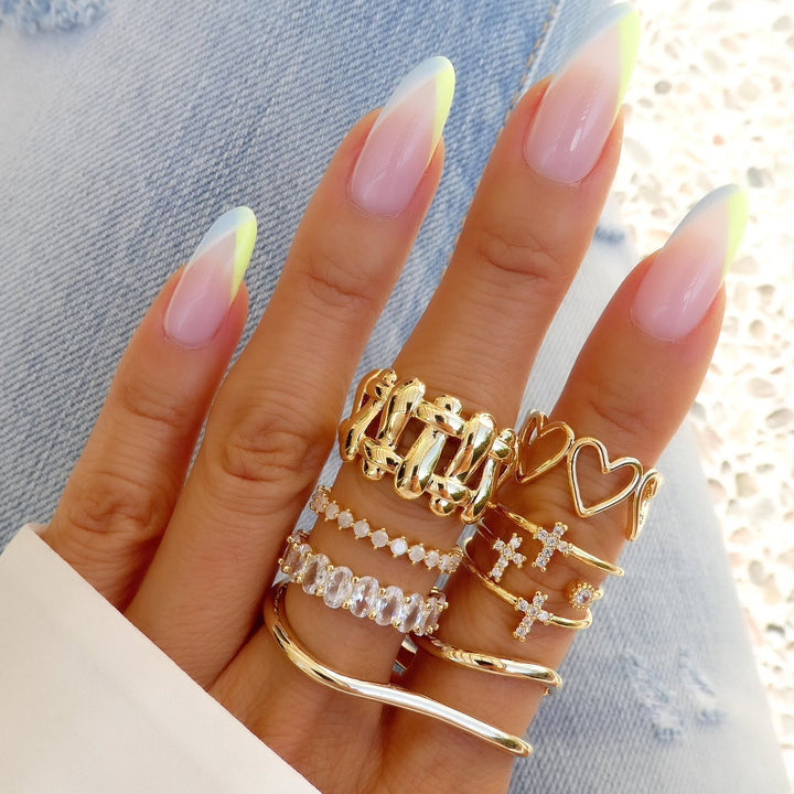 Gold Heart Row Ring