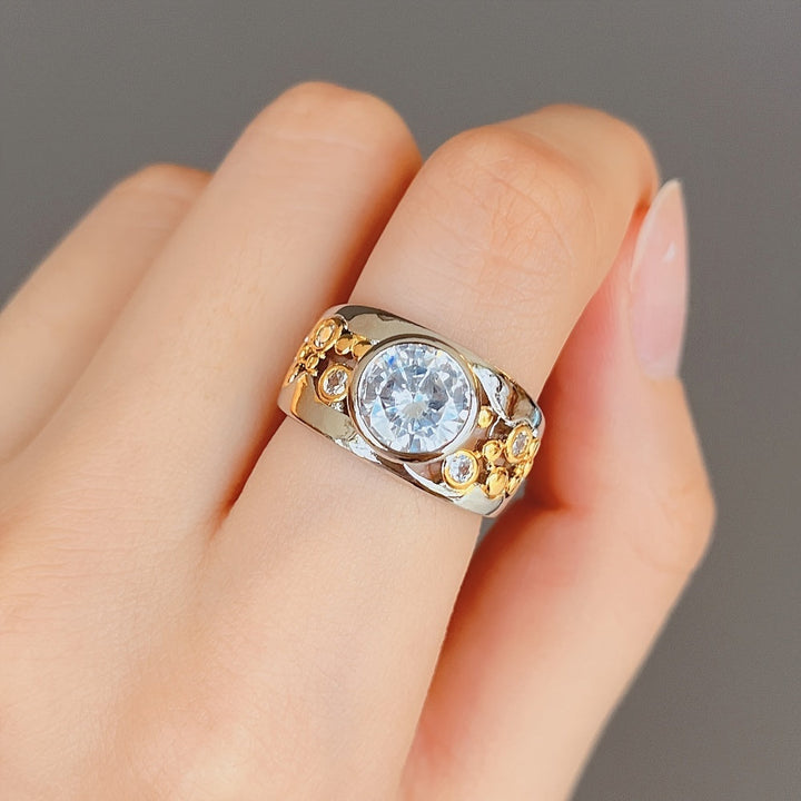 Golden Two Tone Zirconia Ring