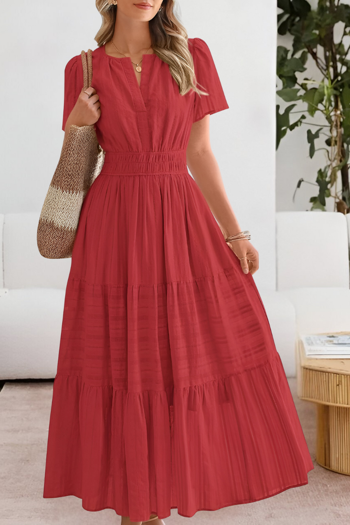 Women’s Summer Dress | Short Sleeve Tiered Midi Maxi