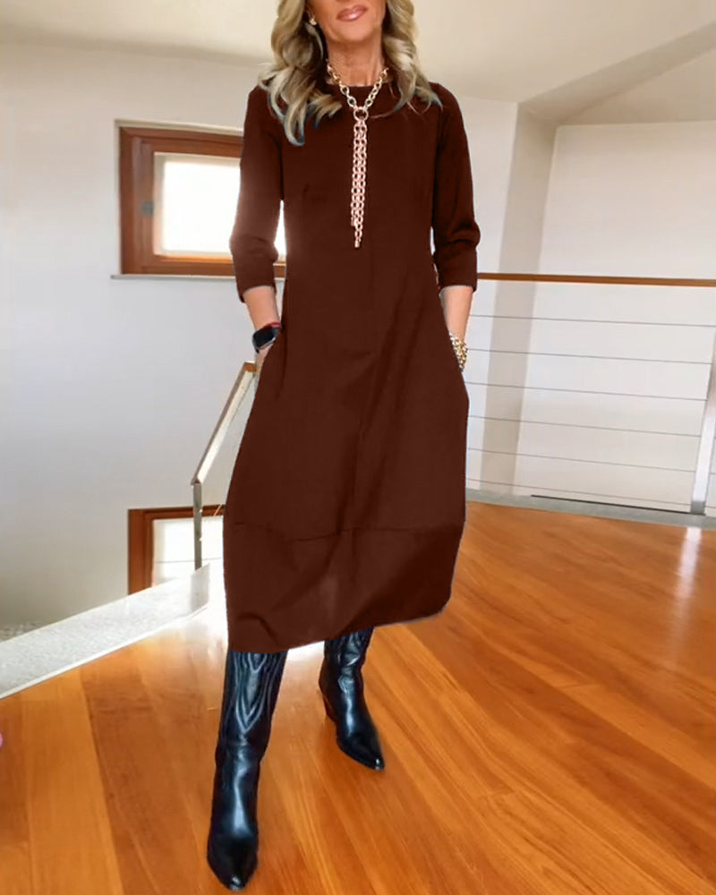 Women's Dress | Round Neck Midi