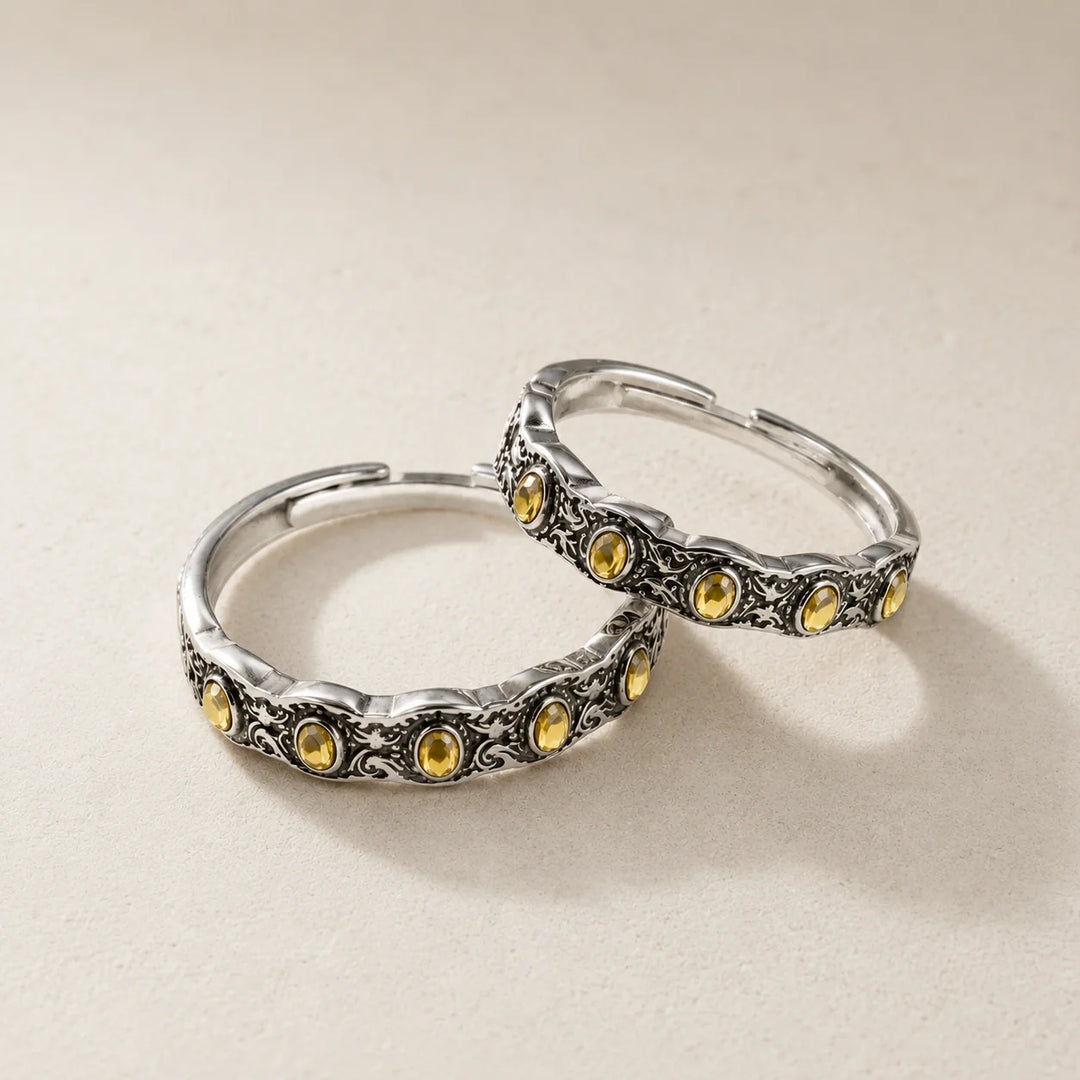 Vintage Texture Floral Ring Set