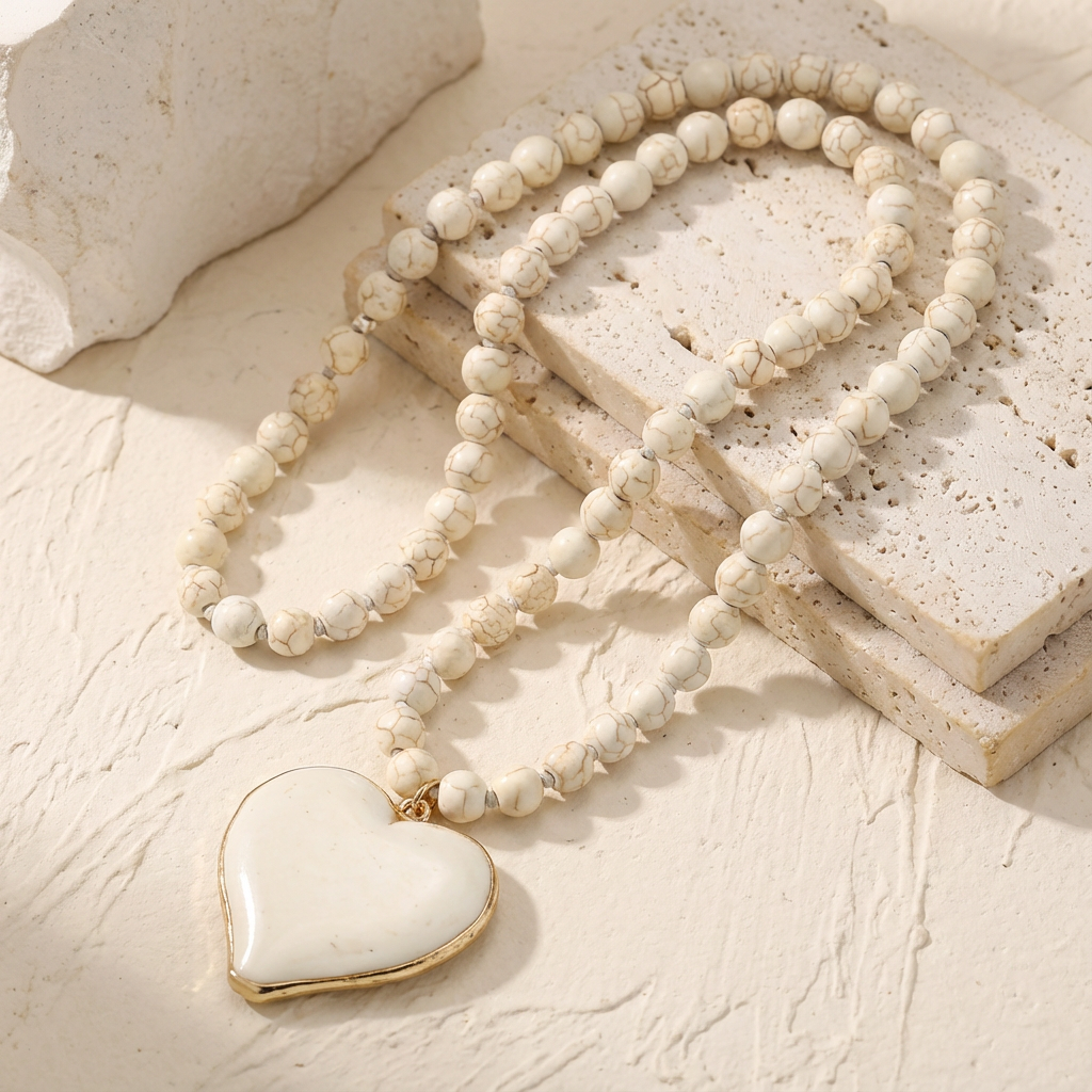 Turquoise Heart Bead Necklace