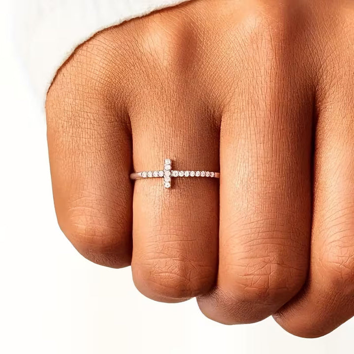 Minimalist Zirconia Cross Ring