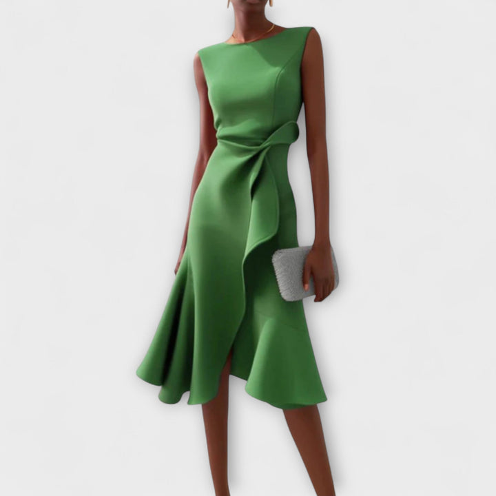 Women's Dress | Ruffle Hem Wrap Detail Midi