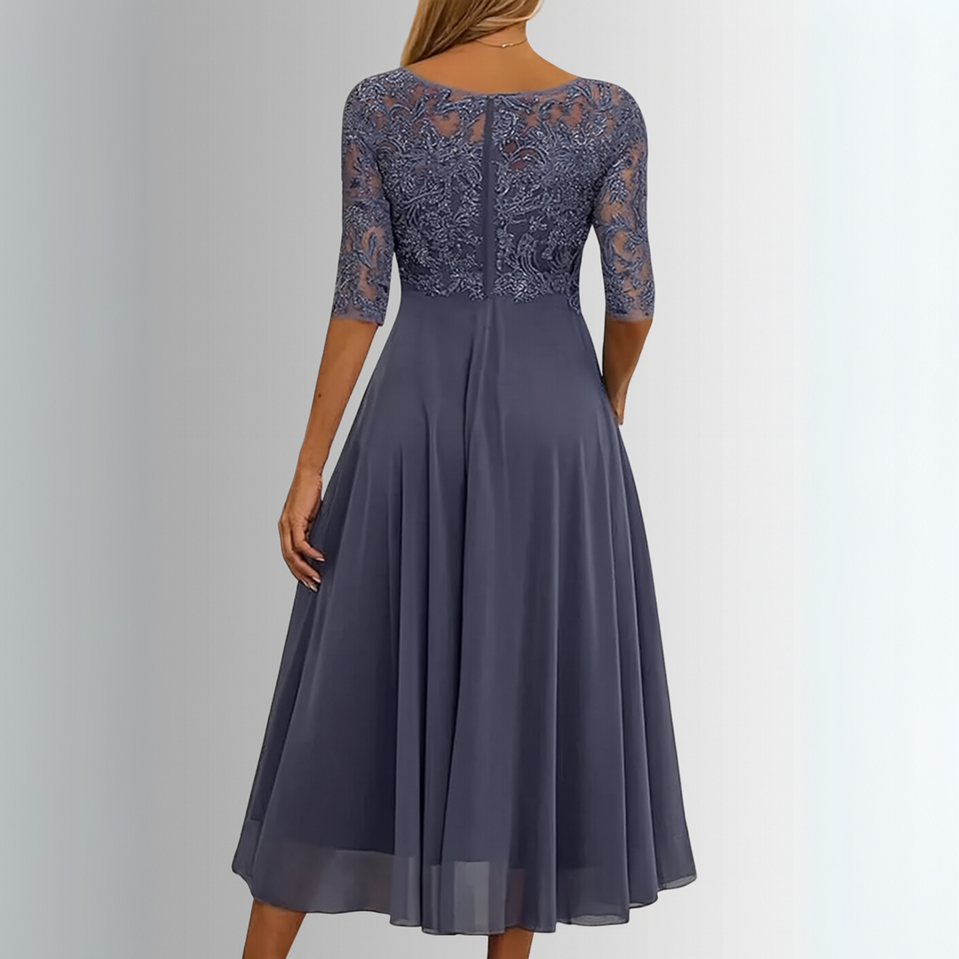 Women's Elegant Lace Dress - Long Sleeve Lace Maxi Dress