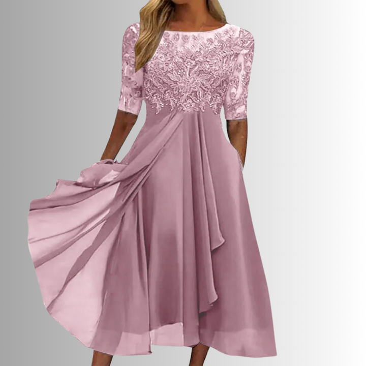Women's Elegant Lace Dress - Long Sleeve Lace Maxi Dress