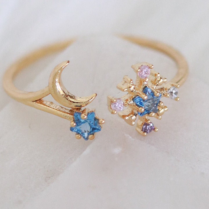 Blue Crystal & Moon Ring