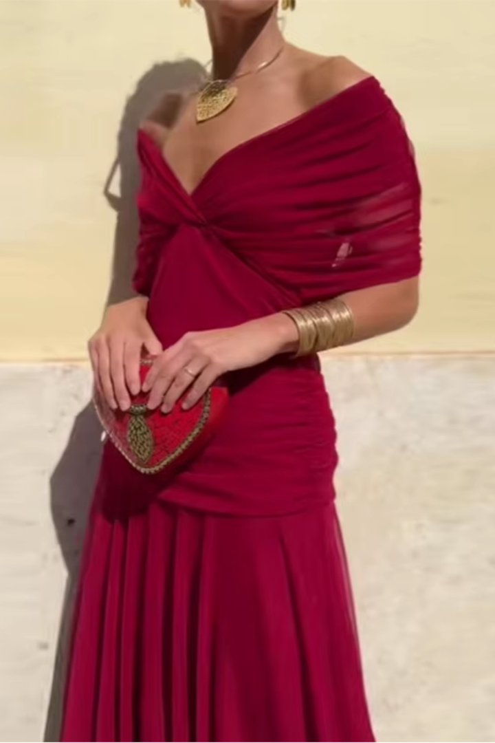 Louise | Elegant Maxi Party Dress with V-Neck