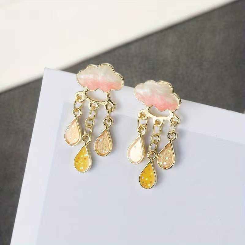 Elegant Cloud Drop Earrings with Tassels