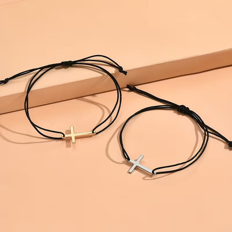 Braided Cross Couple Bracelet