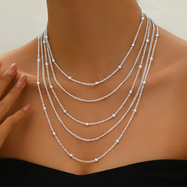 Elegant Multi-Chain Necklace with Tassels