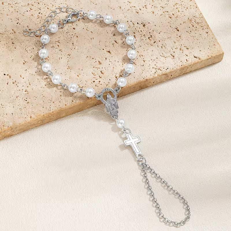 Gothic Rosary Cross Bracelet