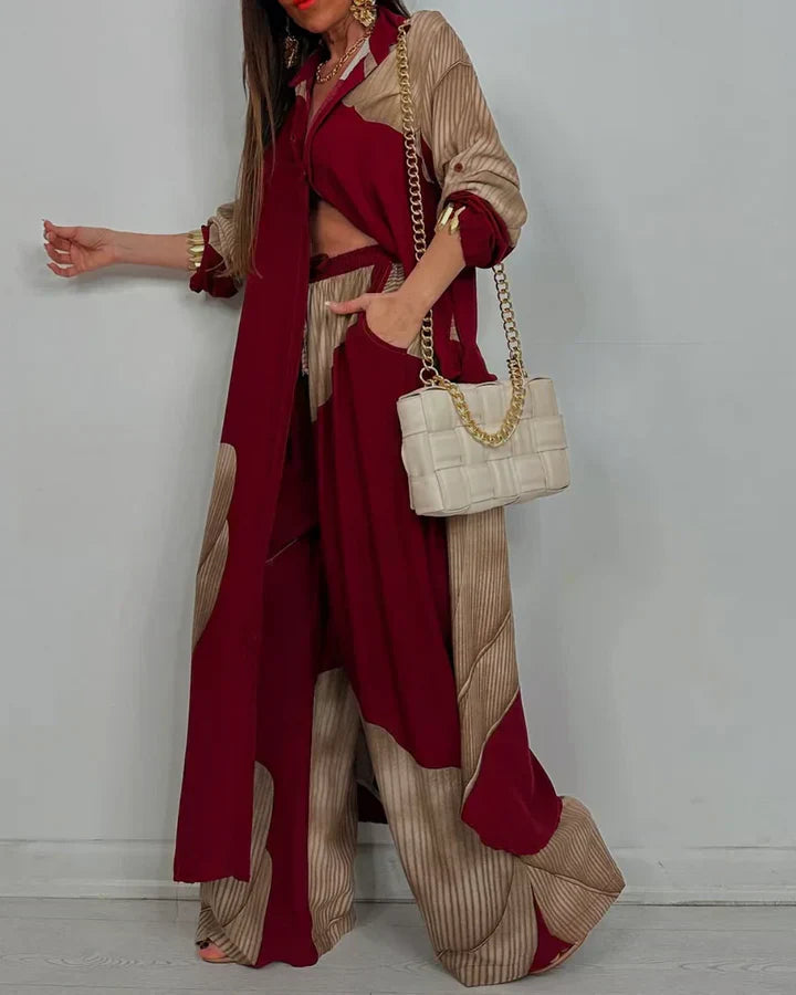 Women's Outfit Set | Wide Leg Collared Button Shirt