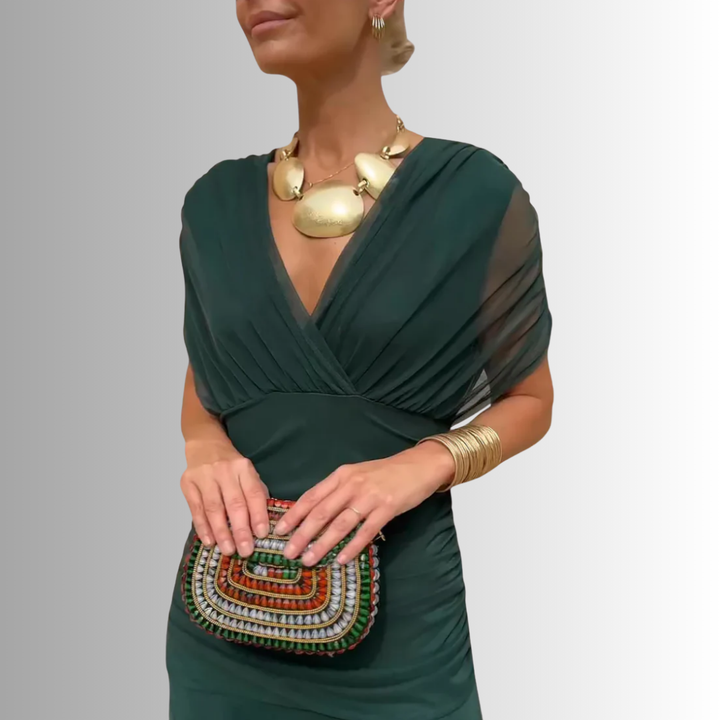 Women’s Dress | Draped V Neck Maxi