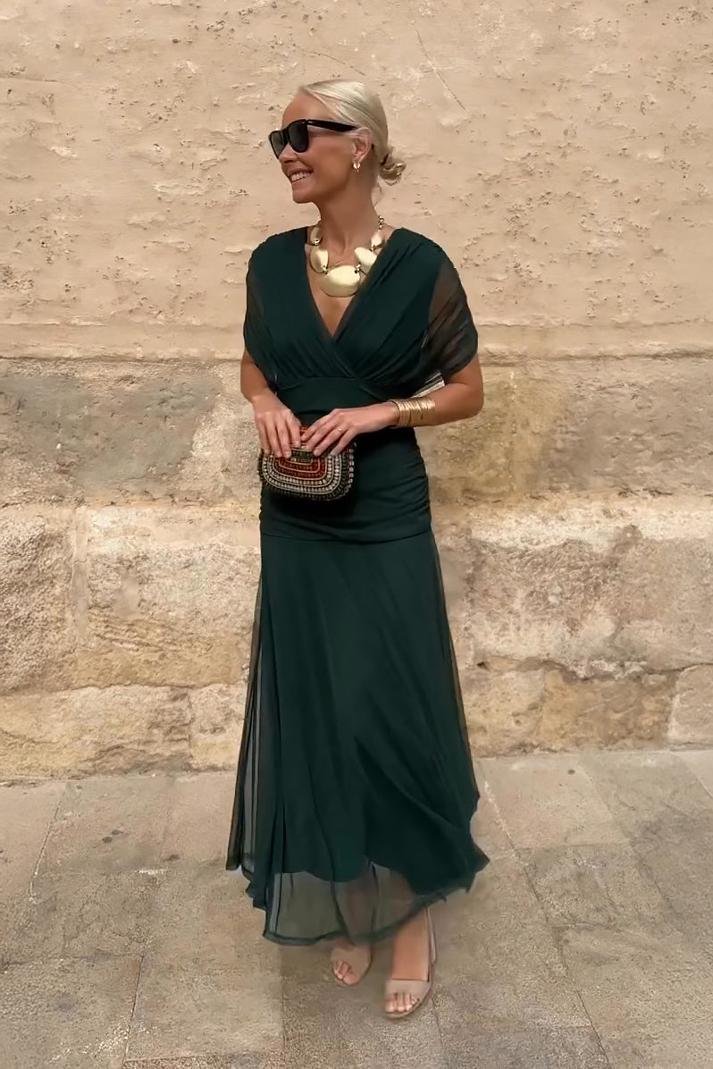 Women’s Dress | V-Neck Maxi Short Sleeve