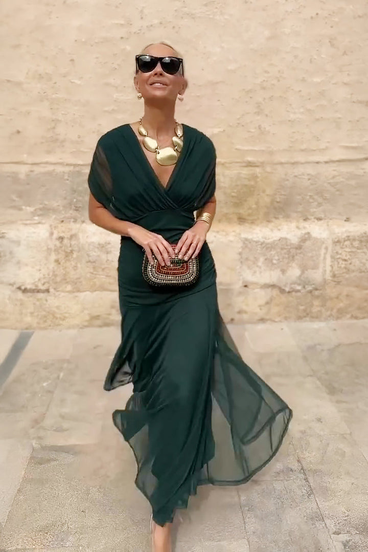 Women’s Dress | V-Neck Maxi Short Sleeve