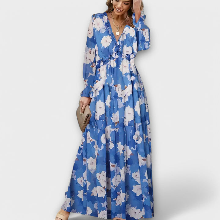 Women’s Dress | Floral V-Neck Long Sleeve Maxi