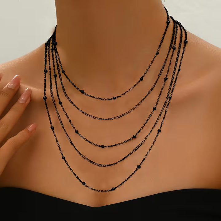 Elegant Multi-Chain Necklace with Tassels