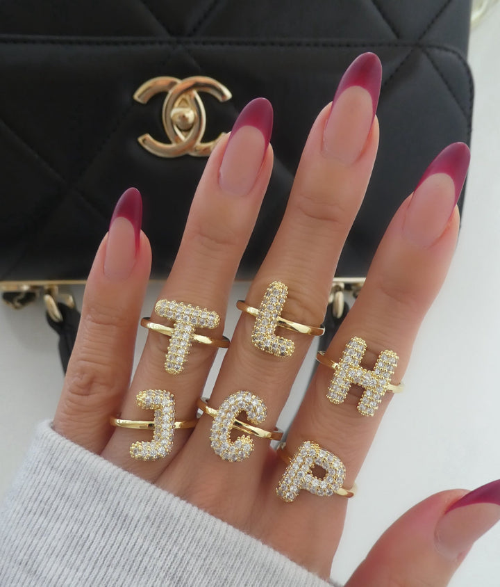 Crystal Letter Ring (I)