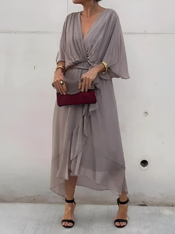 Women's Dress | V-Neck Maxi Tie Waist