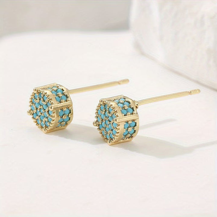 Gilded Turquoise Stud Earrings