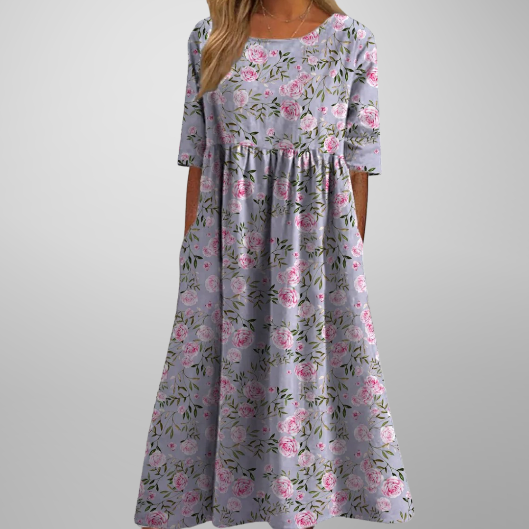 Women's Dress | Short Sleeve Loose Fit Midi