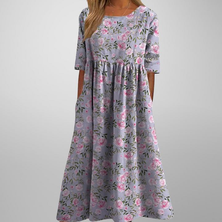 Women's Dress | Short Sleeve Loose Fit Midi