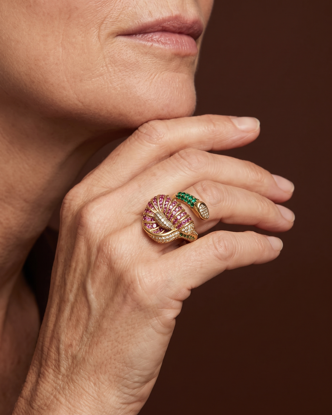 Abstract Flower Crystal Ring