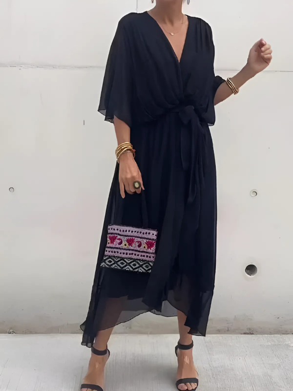 Women's Dress | V-Neck Maxi Tie Waist
