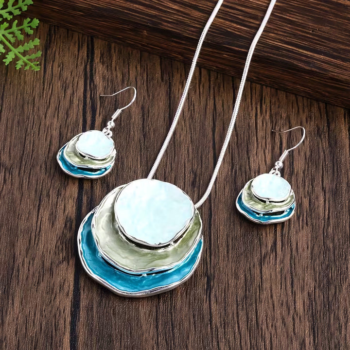 Boho Enamel Necklace and Earring Set