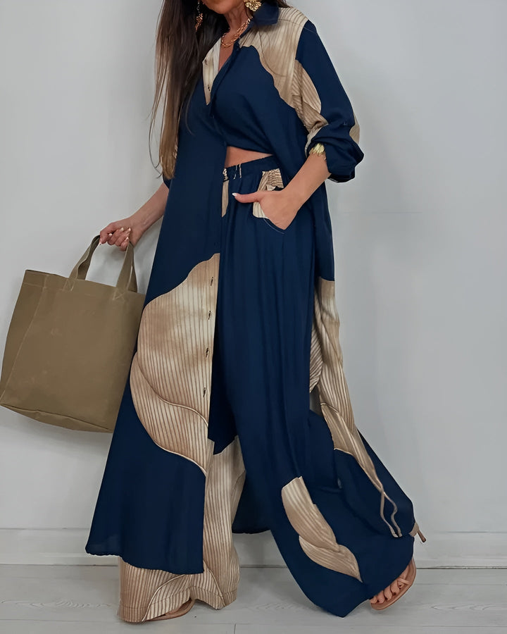 Women's Outfit Set | Wide Leg Collared Button Shirt