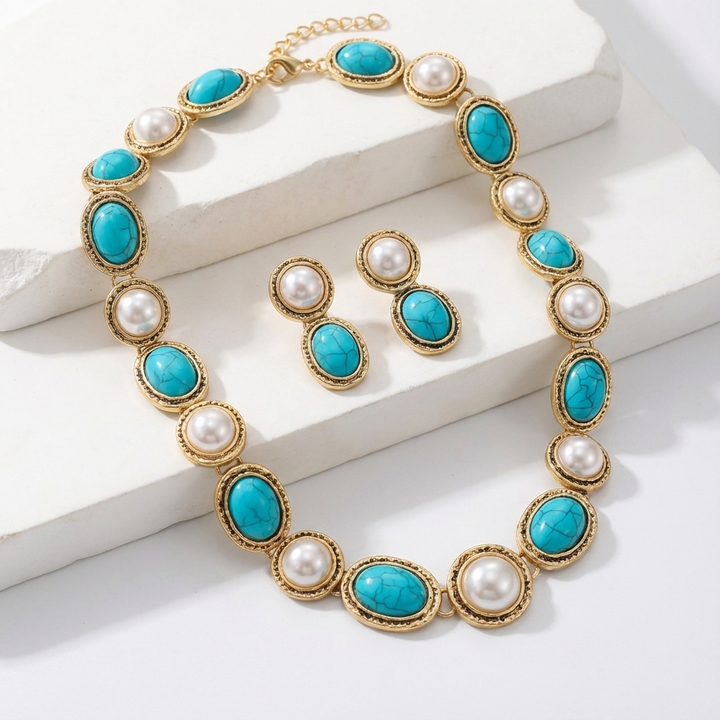Antique Turquoise Pearl Set