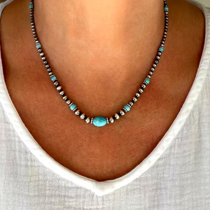 Turquoise Necklace and Earrings modern Necklace