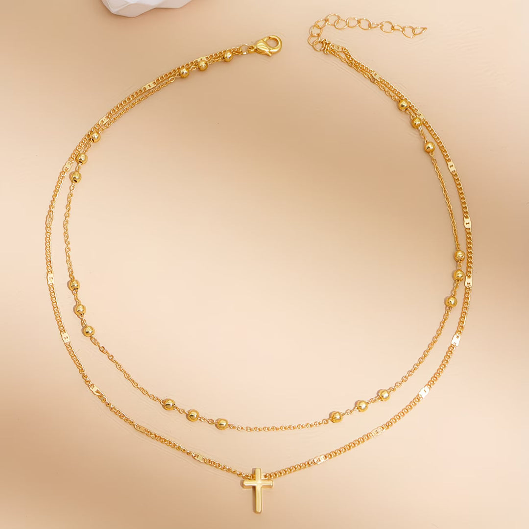 Vintage Double-Layer Cross Necklace