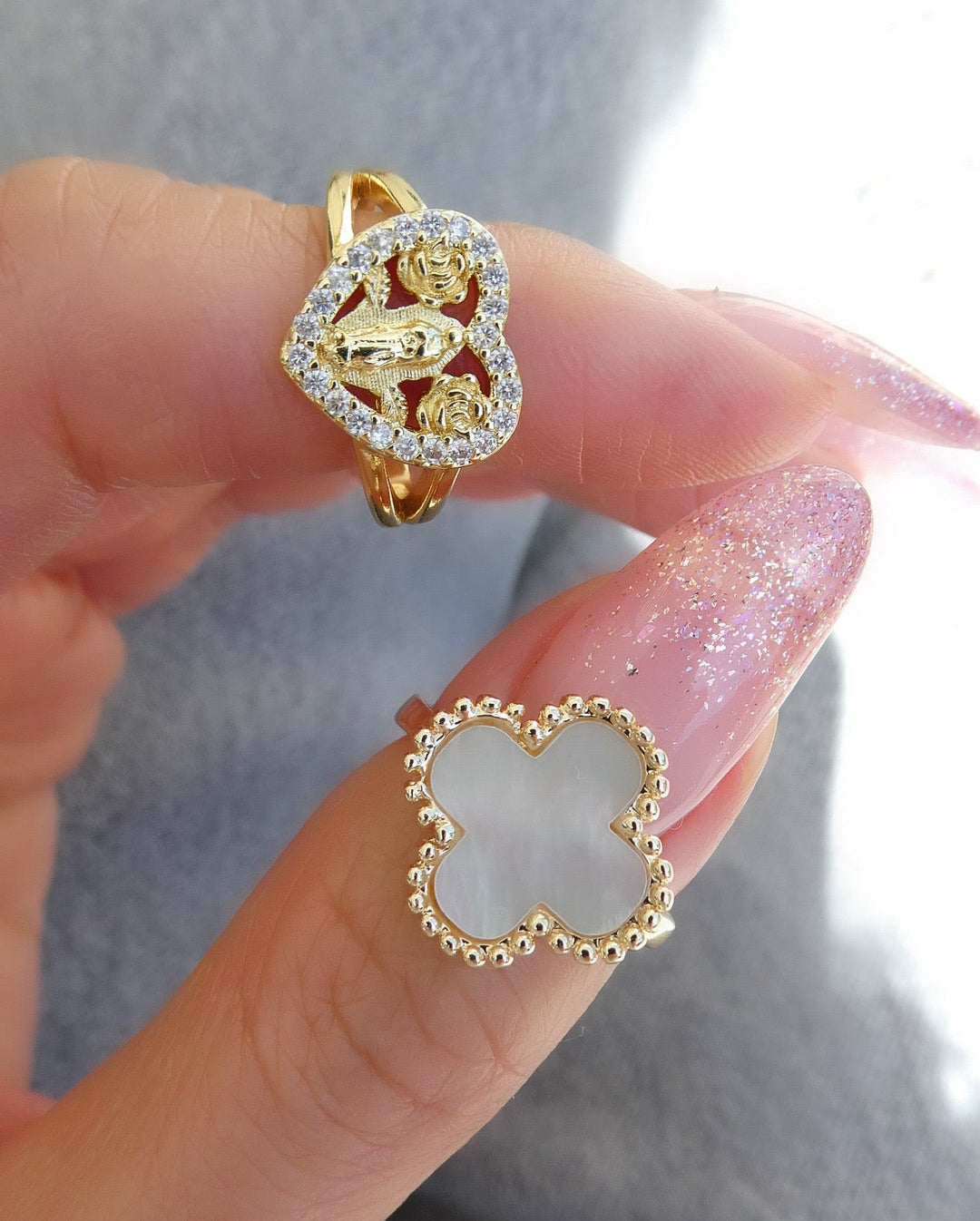 Crystal Mary Heart Ring