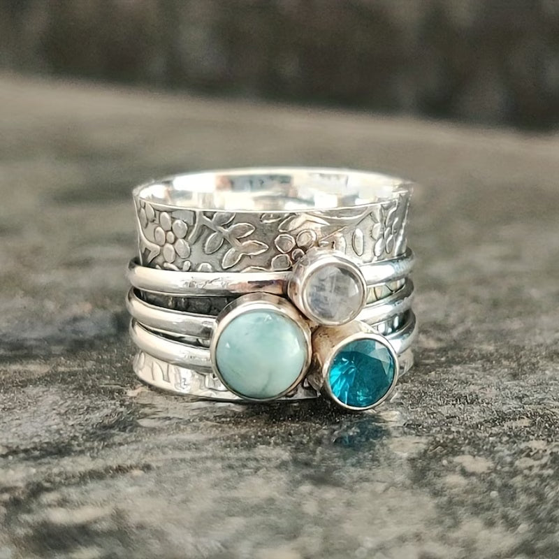 Boho Vintage Turquoise Gem Ring
