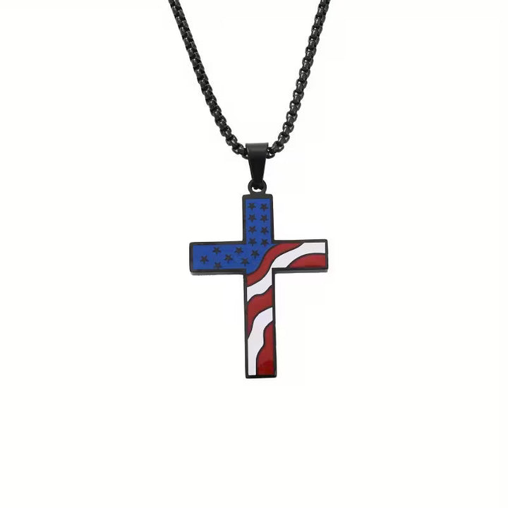 American Flag Cross Pendant Necklace
