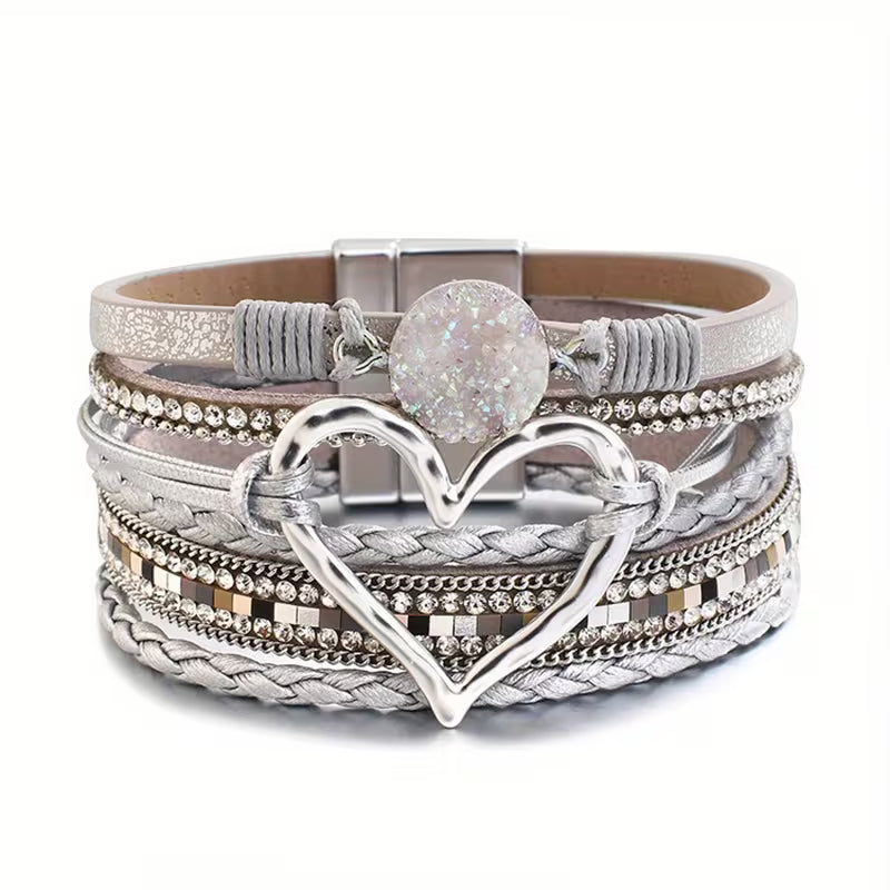 Boho Multi-Layer Gold Heart Bracelet