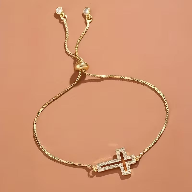 Elegant Rhinestone Cross Bracelet