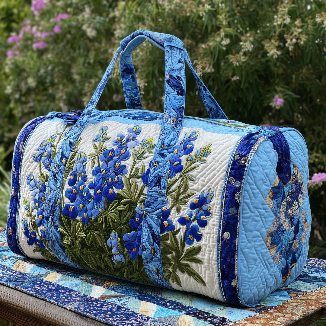 Bluebonnet Floral Garden Quilted Duffel Bag