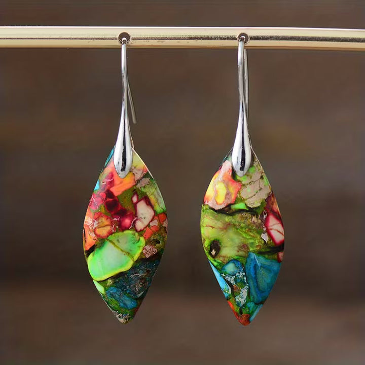 Natural Stone Leaf Drop Earrings