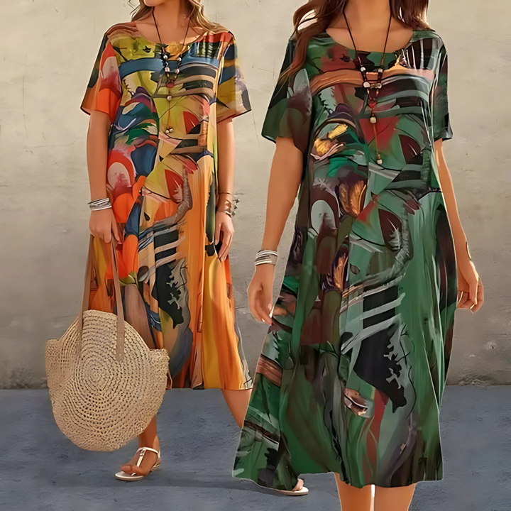 Women's Dress | Bold Abstract Pattern Midi